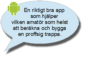 En riktigt bra app som hjälper vilken amatör som helst att beräkna och bygga en proffsig trappa.