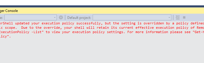 Package Manager Console Policy Message