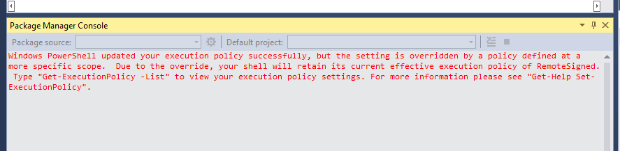 Package Manager Console Policy Message