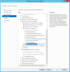 Enable Windows Authentication in Windows 2012 R2